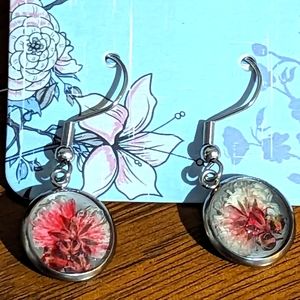 Dainty Handmade Red Flower Earrings